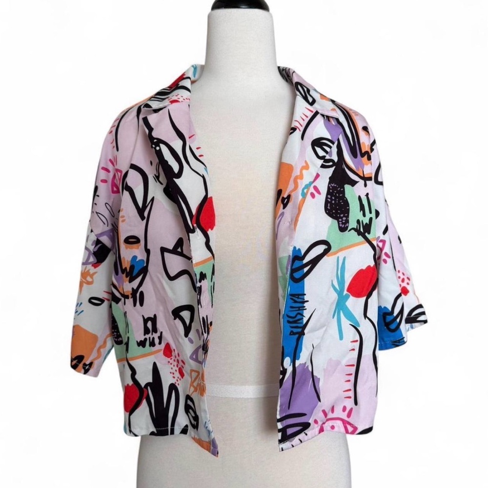Drop Shoulder Graphic Print Blouse